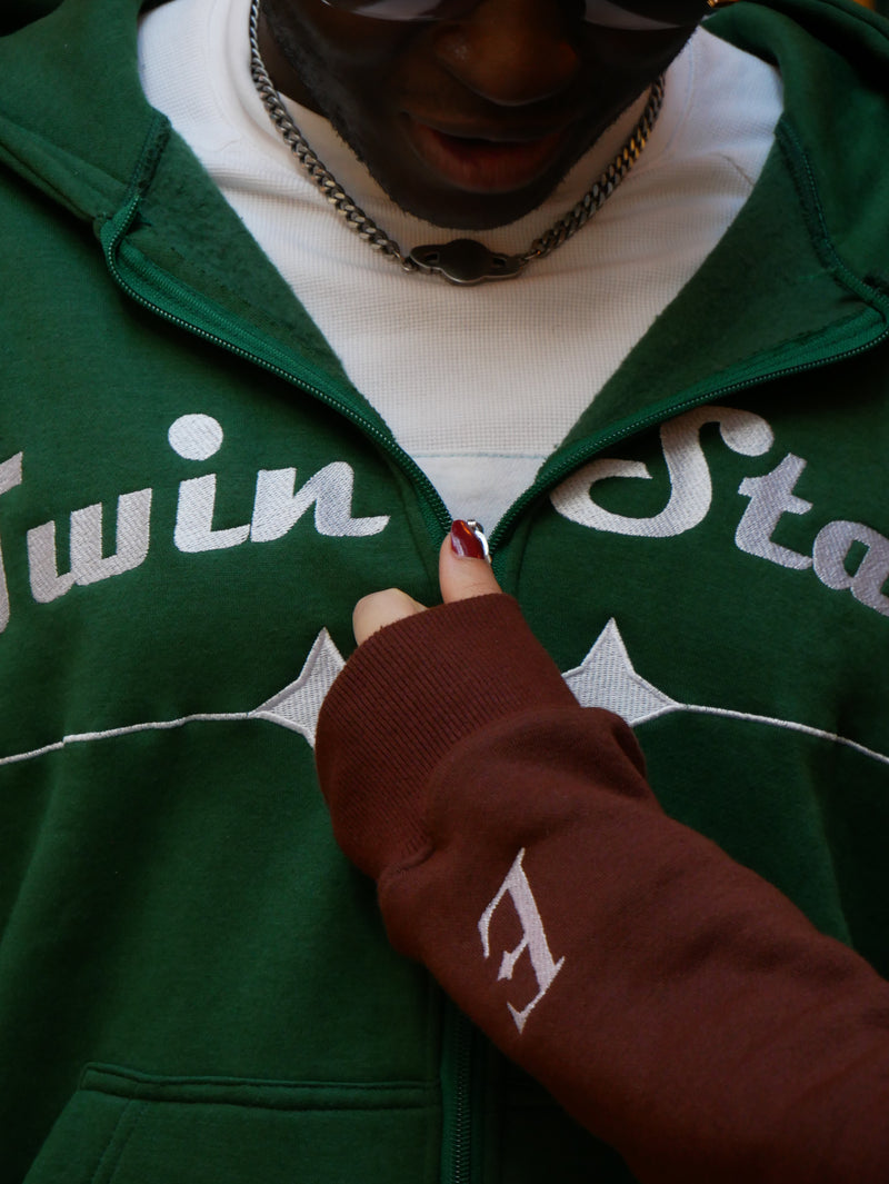 Forest Green Twin Star Zip-up